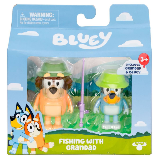 Bluey Set 2 Figuras - Pescando con el abuelo