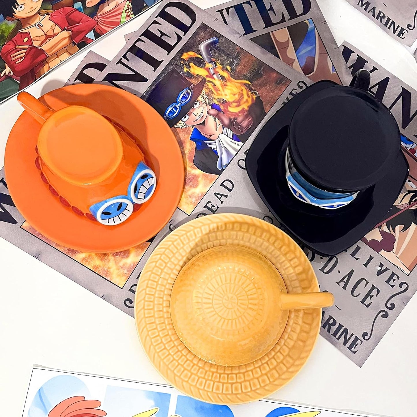 Taza One Piece Sombrero Con Plato (Ace)